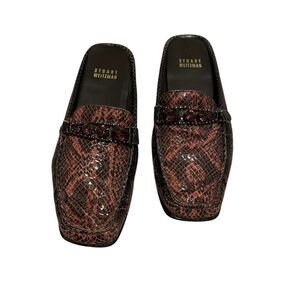 Stuart Weitzman woman's 6.5 loafer‎ mules snakeskin jewels purple maroon